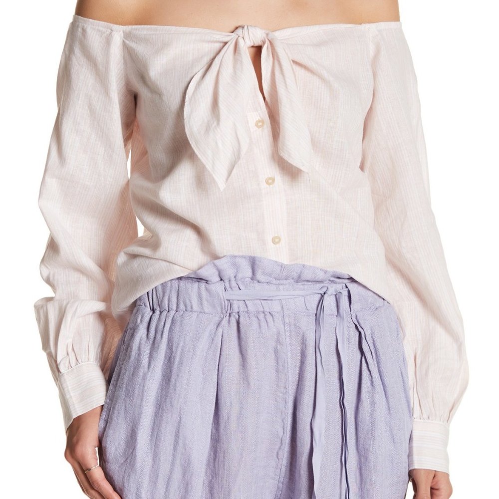 Free People Hello Beautiful Off The Shoulder Shirt